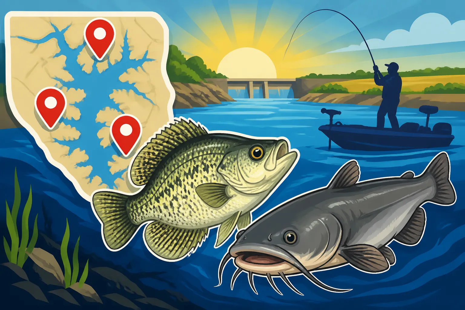Cheney Reservoir Crappie and Catfish Spots