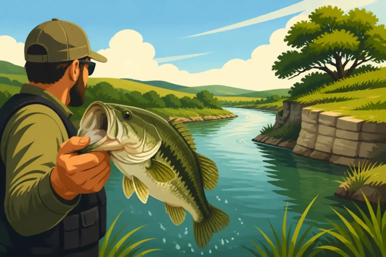 Fishing the Verdigris River in Kansas