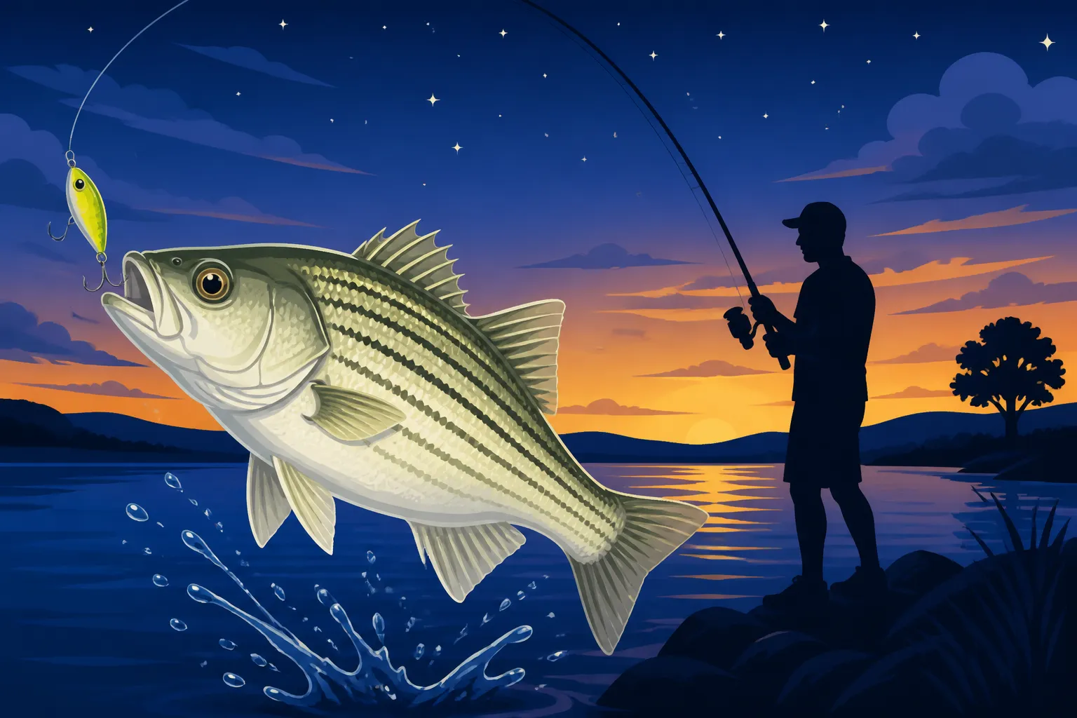 Kansas Summer Night Fishing for White Bass