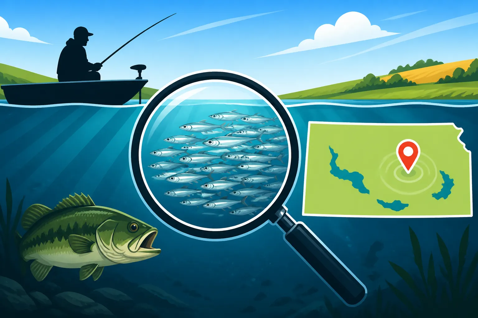 How to Locate Baitfish Schools in Kansas Lakes