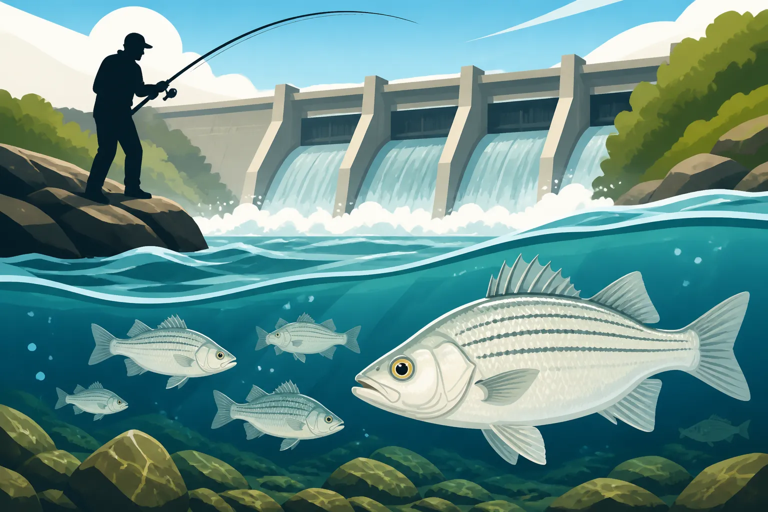 How to Find White Bass Below a Dam