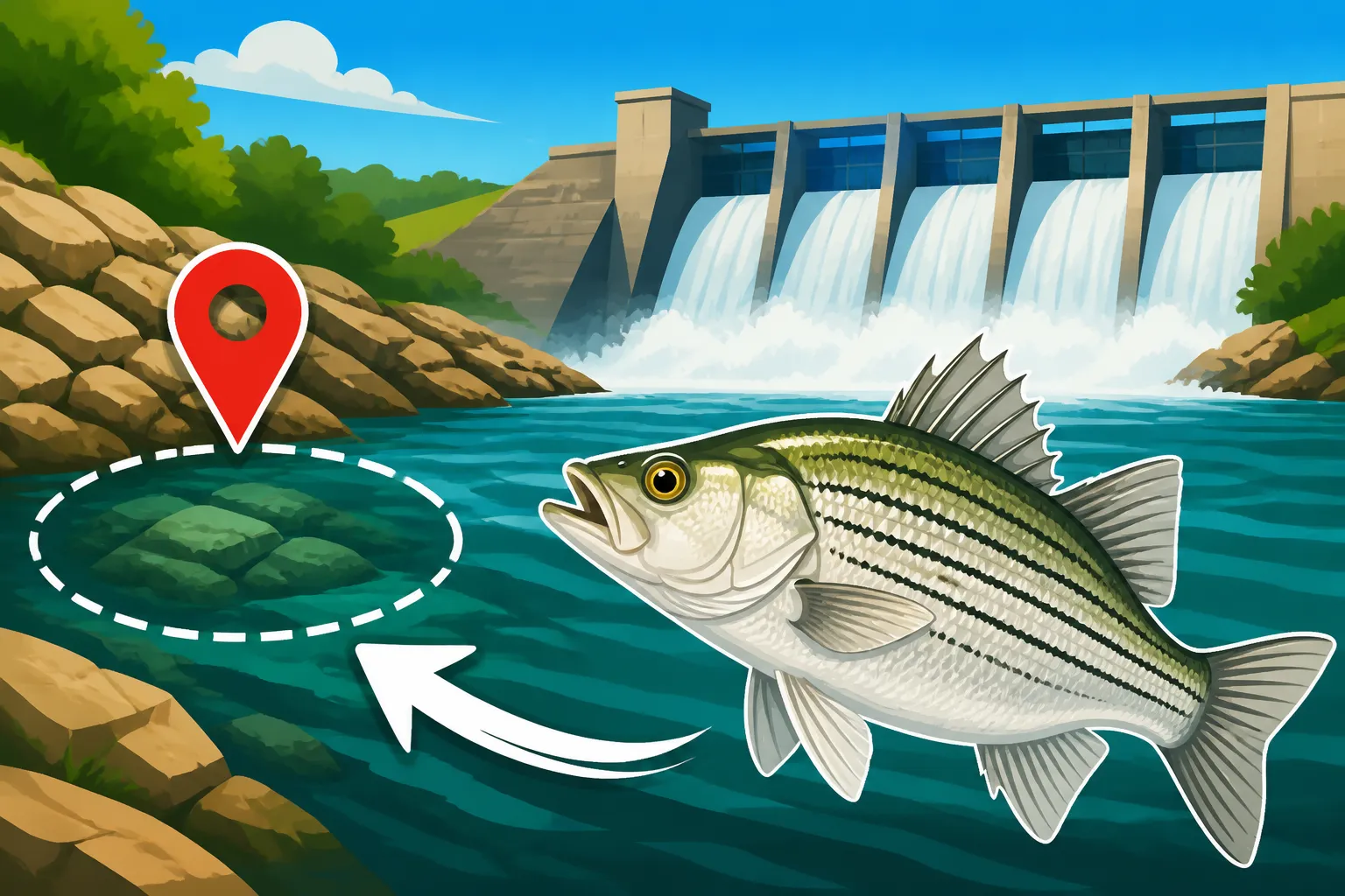 Best Spot Below Milford Dam for White Bass